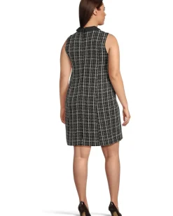 Sleeveless Tweed Sheath With Collar