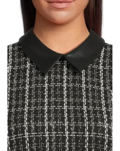 Sleeveless Tweed Sheath With Collar