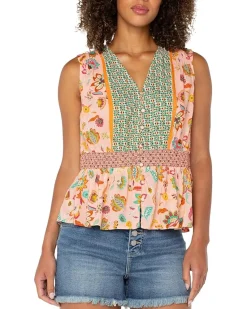 Sleeveless Woven Top With Smocked Waist