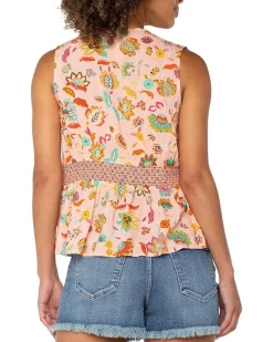 Sleeveless Woven Top With Smocked Waist