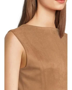 Sleeveless Zipper Suede Aline