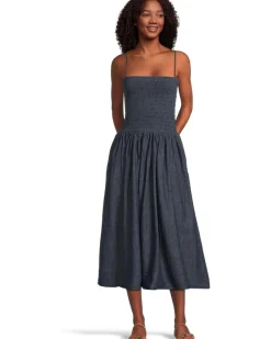 Smocked Indigo Cami Sundress in Rinse Wash