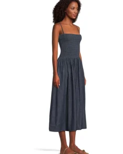 Smocked Indigo Cami Sundress in Rinse Wash