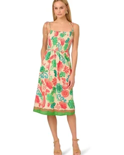 Smocked Printed Placement Dress