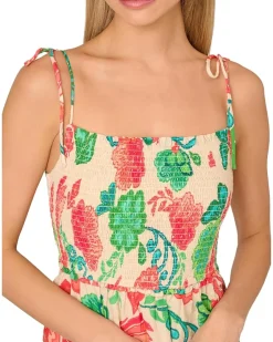 Smocked Printed Placement Dress