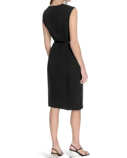 Solid Scuba Crepe V-neck Sheath