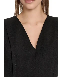 Solid Scuba Crepe V-neck Sheath