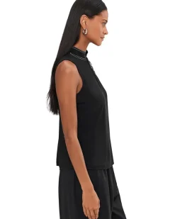 Solid Sleeveless Polo In Cloud Fabric