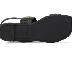 Spade Flower Stud Pebbled Leather Flat Sandals