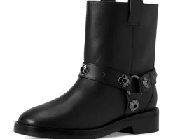 Spade Flower Stud Smooth Leather Moto Boots