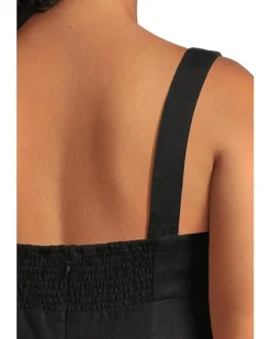 Square Neck Black Jumpsuit - Linen