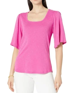 Square Neck Flutter Sleeve Tee