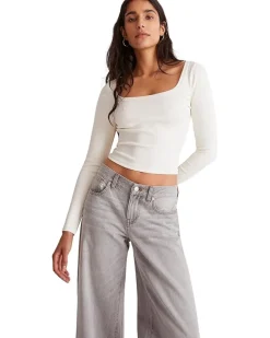 Square-Neck Long-Sleeve Crop Tee in Sleekhold