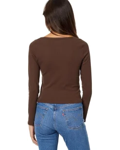 Square-Neck Long-Sleeve Crop Tee in Sleekhold