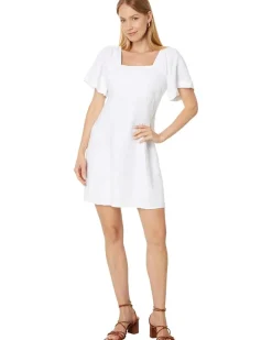 Square-Neck Mini Dress in 100% Linen