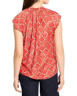 Squiggle Check Cap Sleeve Top