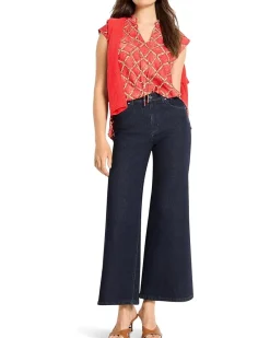 Squiggle Check Cap Sleeve Top