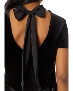 S/S Mock Neck A-Line Top W/ Back Combo Bow 060