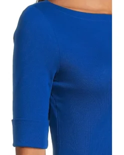 Stretch Cotton Boatneck Tee