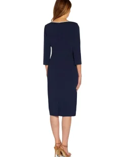 Stretch Crepe Tie Front Dress with Contrast Tipping