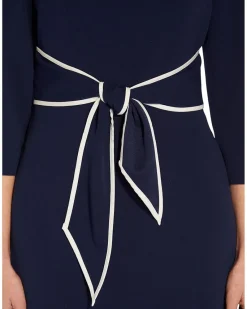 Stretch Crepe Tie Front Dress with Contrast Tipping