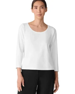 Stretch Jersey Knit Scoop Neck Top