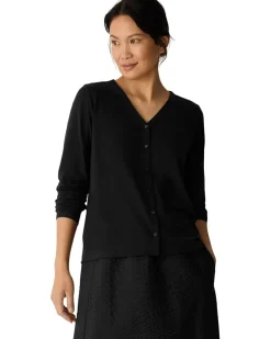 Stretch Jersey Knit V-neck Button Front Top