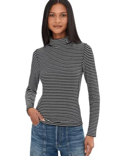 Stripe Coverstitch Turtleneck Drapey Ray