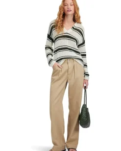 Stripe Madeleine Open Stitch Long Sleeve Polo