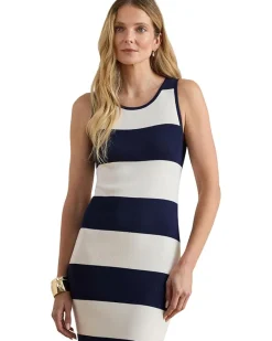 Striped Cotton-Blend Midi Tank Dress