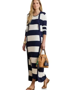 Striped Cotton-Blend Midi Tank Dress