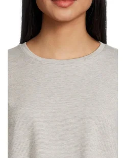 Striped Cozy Brushed Terry Crew Neck Top