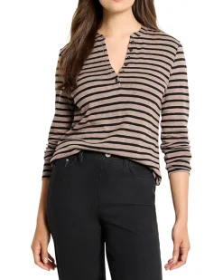 Striped Long Sleeve Henley Tee