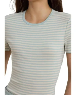 Striped Stretch Cotton Crewneck Tee
