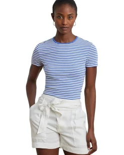 Striped Stretch Cotton Crewneck Tee