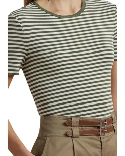 Striped Stretch Cotton Crewneck Tee