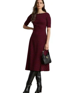 Striped Stretch Cotton Midi Dress
