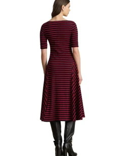 Striped Stretch Cotton Midi Dress