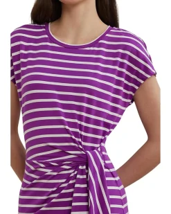 Striped Tie-front Jersey Dress
