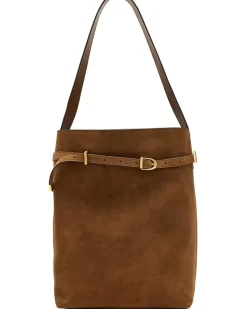 Suede Belted Essentials Bucket Tote