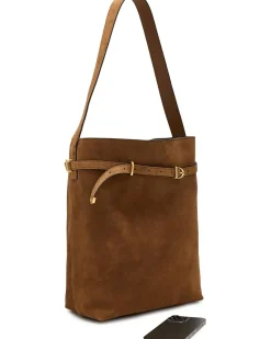 Suede Belted Essentials Bucket Tote