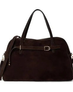 Suede Lg Belted Satchel