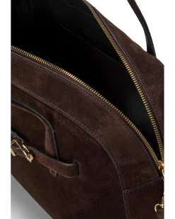 Suede Lg Belted Satchel