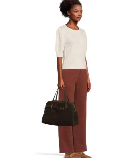 Suede Lg Belted Satchel