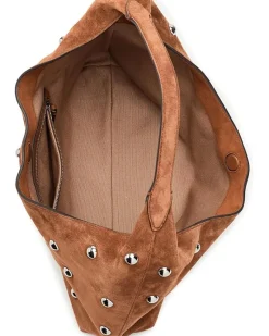 Suede Slouchy Shoulder Bag-Stud