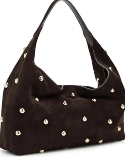 Suede Slouchy Shoulder Bag-Stud