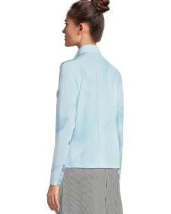 Sunsense Feathers Print Long Sleeve 1/4 Zip Sun Protection Top