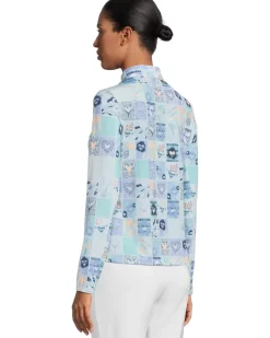 Sunsense Hearts Print Long Sleeve 1/4 Zip Sun Protection Top