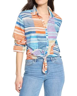 Sunset Stripe Cotton Boyfriend Shirt