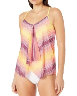 Sunset Stripe Kerry Mesh Layer Tankini
